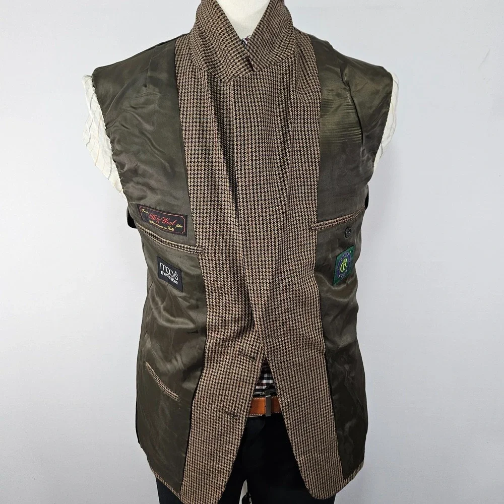 Club Room Men's Sport Coat Blazer Two‎ Button Brown Herringbone Silk Wool 40S